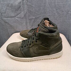 Nike Air Jordan 1 Retro Mid Sequoia Suede Olive Green Men's Size 13